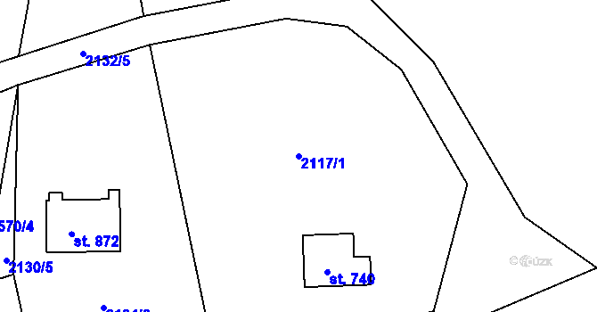 Parcela st. 2117/1 v KÚ Lučany nad Nisou, Katastrální mapa