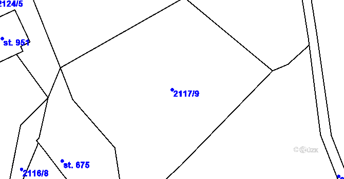 Parcela st. 2117/9 v KÚ Lučany nad Nisou, Katastrální mapa
