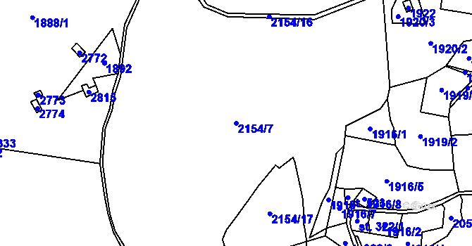 Parcela st. 2154/7 v KÚ Lučany nad Nisou, Katastrální mapa
