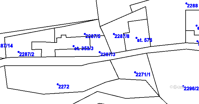 Parcela st. 2287/3 v KÚ Lučany nad Nisou, Katastrální mapa