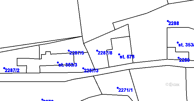 Parcela st. 2287/8 v KÚ Lučany nad Nisou, Katastrální mapa