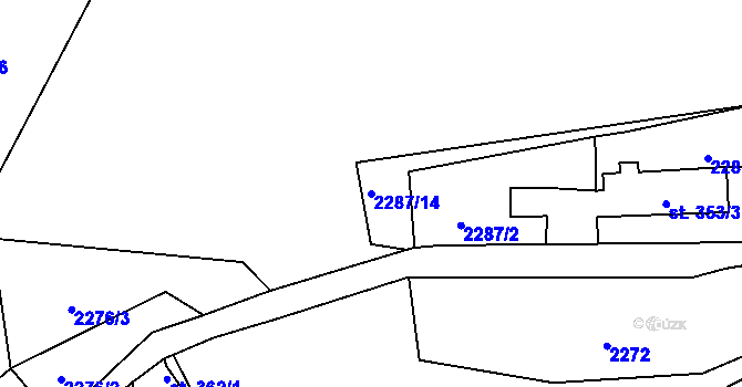 Parcela st. 2287/14 v KÚ Lučany nad Nisou, Katastrální mapa