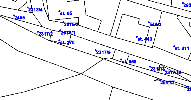 Parcela st. 2317/9 v KÚ Lučany nad Nisou, Katastrální mapa
