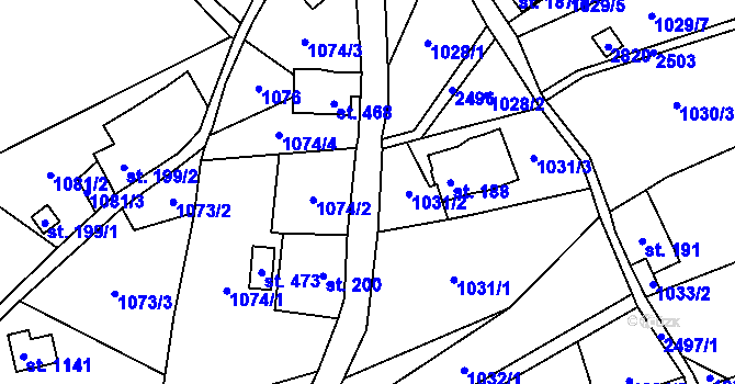 Parcela st. 2476 v KÚ Lučany nad Nisou, Katastrální mapa