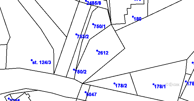 Parcela st. 2612 v KÚ Lučany nad Nisou, Katastrální mapa