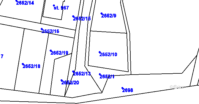 Parcela st. 2652/10 v KÚ Lučany nad Nisou, Katastrální mapa