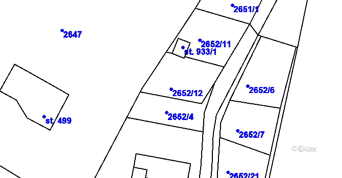 Parcela st. 2652/12 v KÚ Lučany nad Nisou, Katastrální mapa