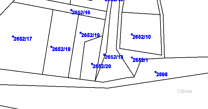 Parcela st. 2652/13 v KÚ Lučany nad Nisou, Katastrální mapa