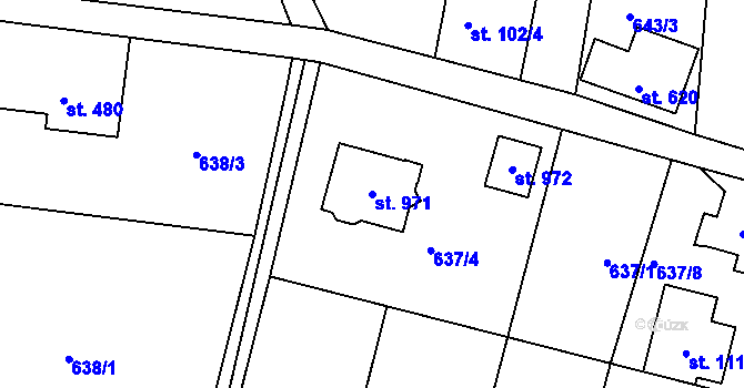 Parcela st. 971 v KÚ Lučany nad Nisou, Katastrální mapa
