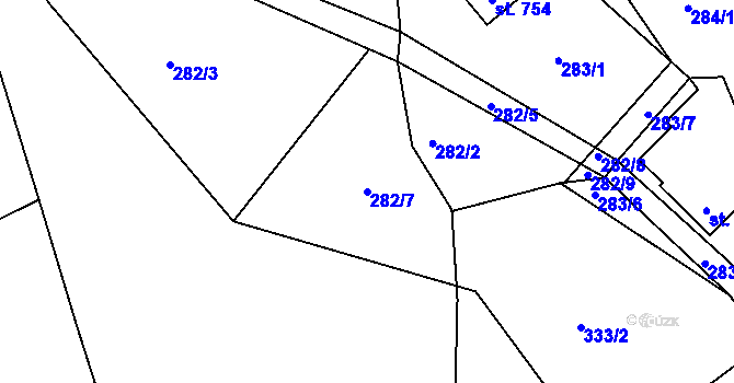 Parcela st. 282/7 v KÚ Lučany nad Nisou, Katastrální mapa