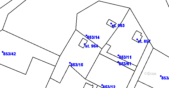 Parcela st. 964 v KÚ Lučany nad Nisou, Katastrální mapa