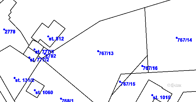 Parcela st. 767/13 v KÚ Lučany nad Nisou, Katastrální mapa