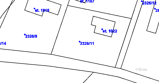 Parcela st. 2326/11 v KÚ Lučany nad Nisou, Katastrální mapa