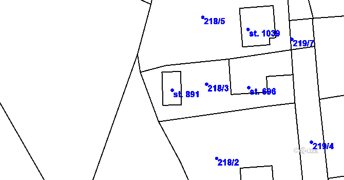 Parcela st. 891 v KÚ Lučany nad Nisou, Katastrální mapa