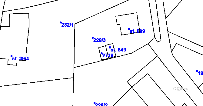 Parcela st. 2739 v KÚ Lučany nad Nisou, Katastrální mapa