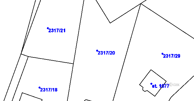 Parcela st. 2317/20 v KÚ Lučany nad Nisou, Katastrální mapa