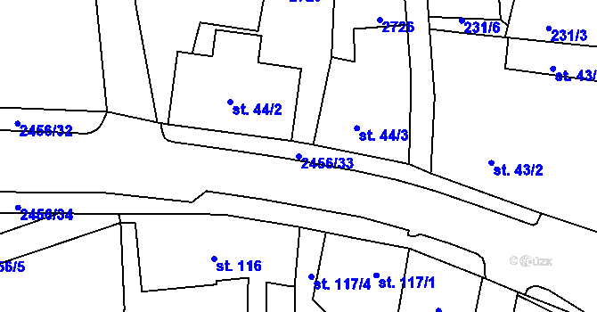 Parcela st. 2456/33 v KÚ Lučany nad Nisou, Katastrální mapa