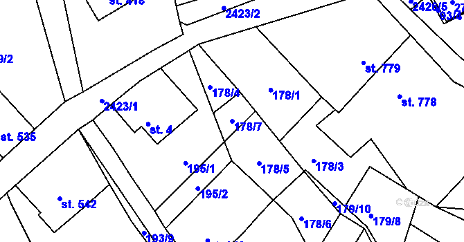 Parcela st. 178/7 v KÚ Lučany nad Nisou, Katastrální mapa