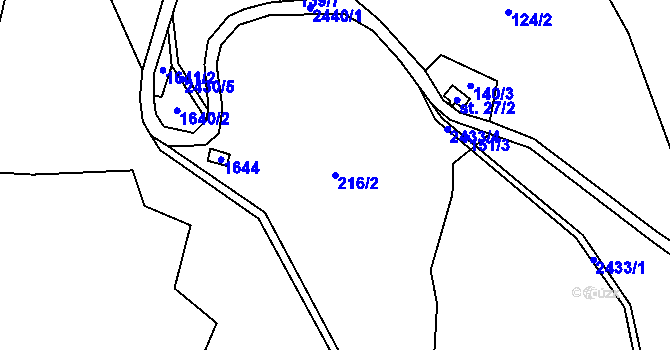Parcela st. 216/2 v KÚ Lučany nad Nisou, Katastrální mapa