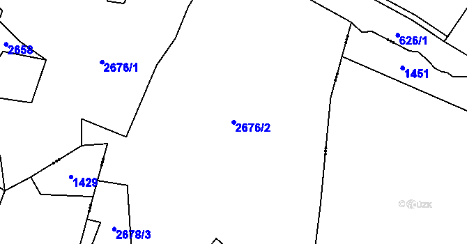 Parcela st. 2676/2 v KÚ Lučany nad Nisou, Katastrální mapa