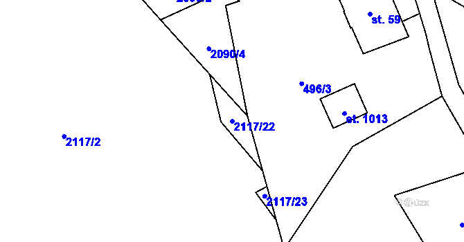 Parcela st. 2117/22 v KÚ Lučany nad Nisou, Katastrální mapa