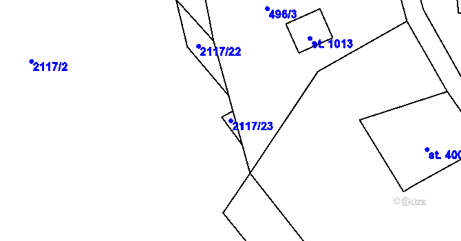Parcela st. 2117/23 v KÚ Lučany nad Nisou, Katastrální mapa