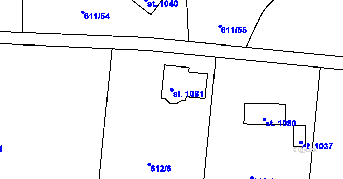 Parcela st. 1081 v KÚ Lučany nad Nisou, Katastrální mapa