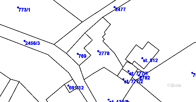 Parcela st. 2778 v KÚ Lučany nad Nisou, Katastrální mapa