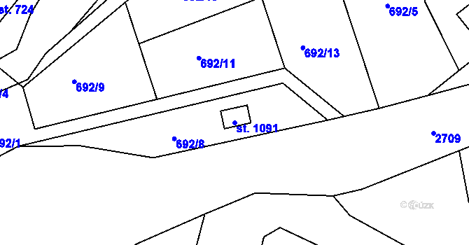 Parcela st. 1091 v KÚ Lučany nad Nisou, Katastrální mapa