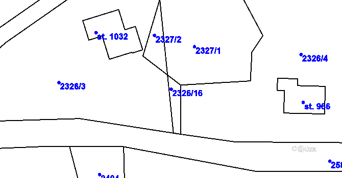 Parcela st. 2326/16 v KÚ Lučany nad Nisou, Katastrální mapa