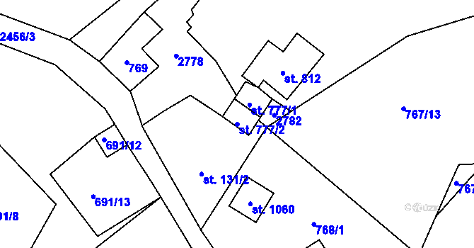 Parcela st. 777/2 v KÚ Lučany nad Nisou, Katastrální mapa