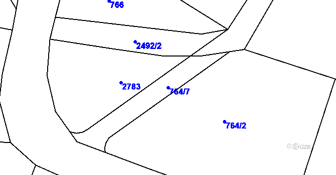 Parcela st. 764/7 v KÚ Lučany nad Nisou, Katastrální mapa