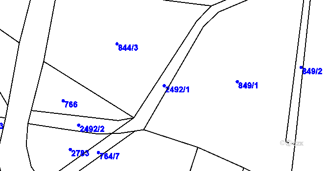 Parcela st. 2492/1 v KÚ Lučany nad Nisou, Katastrální mapa