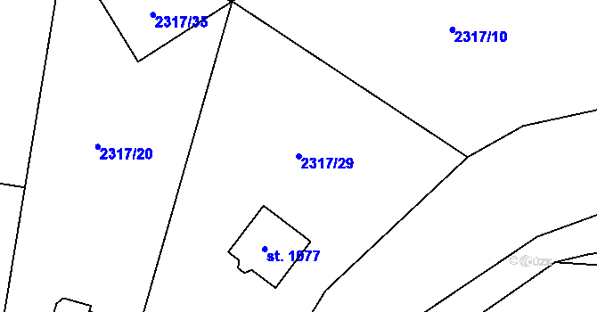 Parcela st. 2317/29 v KÚ Lučany nad Nisou, Katastrální mapa