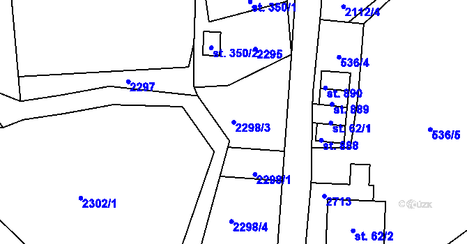 Parcela st. 2298/3 v KÚ Lučany nad Nisou, Katastrální mapa