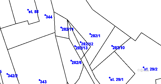 Parcela st. 282/12 v KÚ Lučany nad Nisou, Katastrální mapa