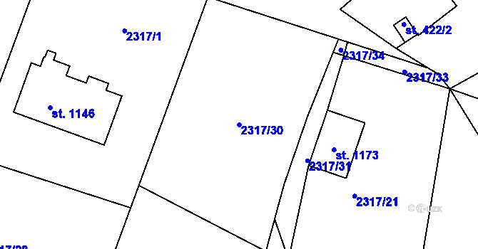Parcela st. 2317/30 v KÚ Lučany nad Nisou, Katastrální mapa