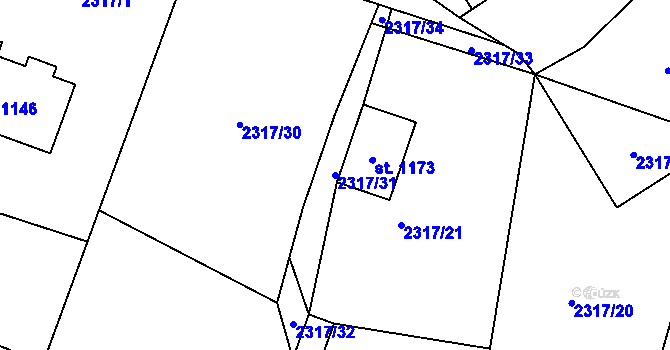 Parcela st. 2317/31 v KÚ Lučany nad Nisou, Katastrální mapa