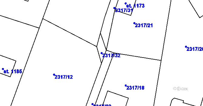 Parcela st. 2317/32 v KÚ Lučany nad Nisou, Katastrální mapa