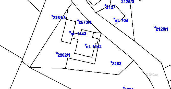 Parcela st. 1142 v KÚ Lučany nad Nisou, Katastrální mapa