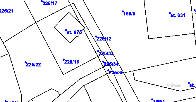 Parcela st. 225/33 v KÚ Lučany nad Nisou, Katastrální mapa