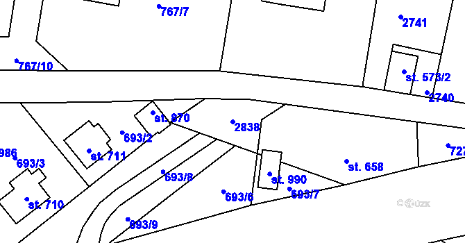 Parcela st. 2838 v KÚ Lučany nad Nisou, Katastrální mapa