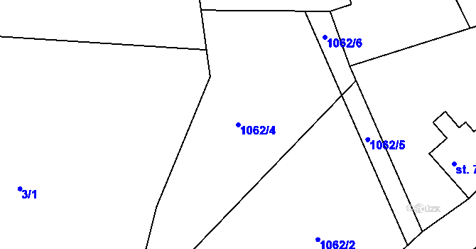 Parcela st. 1062/4 v KÚ Lučany nad Nisou, Katastrální mapa