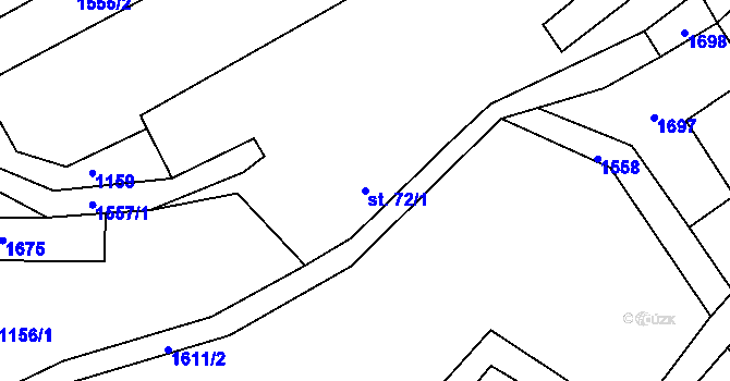 Parcela st. 72/1 v KÚ Lučice, Katastrální mapa
