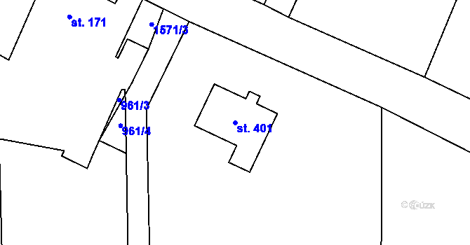 Parcela st. 401 v KÚ Lučice, Katastrální mapa