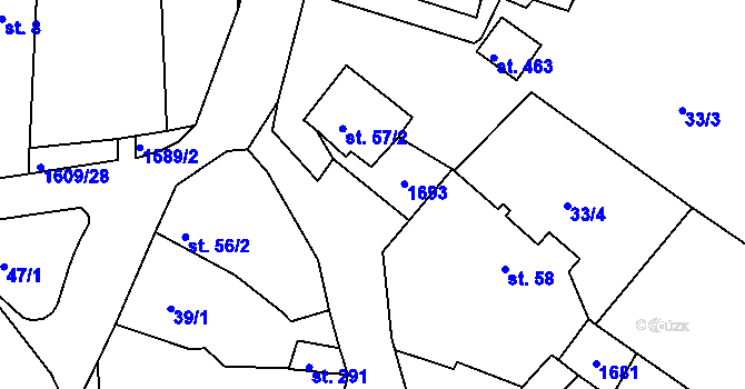 Parcela st. 57/1 v KÚ Lučice, Katastrální mapa