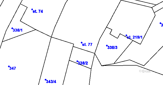 Parcela st. 77 v KÚ Lučice, Katastrální mapa