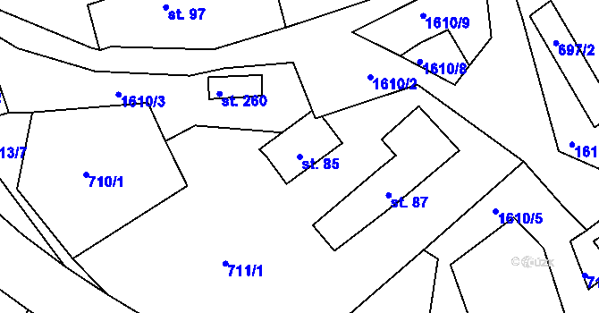 Parcela st. 85 v KÚ Lučice, Katastrální mapa