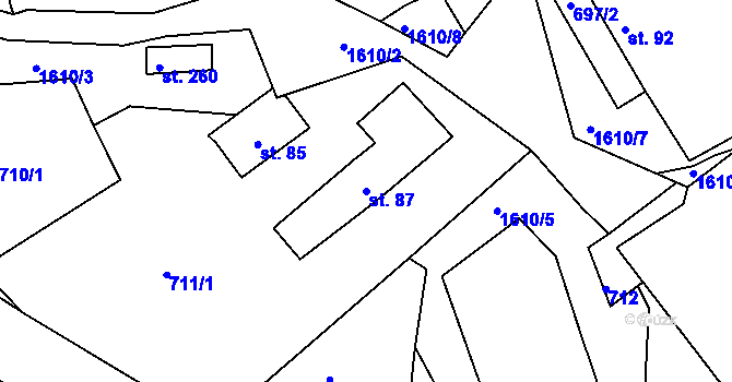 Parcela st. 87 v KÚ Lučice, Katastrální mapa