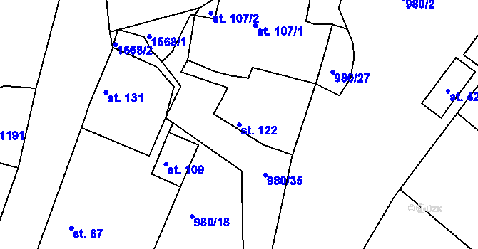Parcela st. 122 v KÚ Lučice, Katastrální mapa